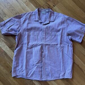 Vintage 90s Patagonia Organic Cotton Go To Shirt Red & Blue Stripe LARGE